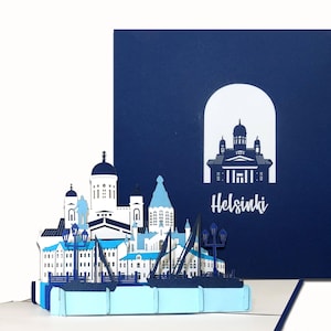 Karta wyskakująca „Helsinki - Panorama” Finlandia Prezent i pamiątka, kupon, karta z zaproszeniem, karta urodzinowa 3D i kupon podróżny