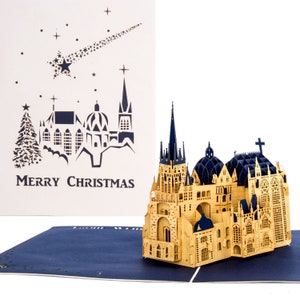 Cartolina di Natale 3D Aquisgrana - Cattedrale di Aquisgrana "Buon Natale" - Pop Up Card come invito, voucher e confezione regalo nobile