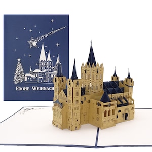 Cartolina di Natale 3D "Bonn - Bonn Minster" Cartolina pop-up Bonn - Mercatino di Natale di Bonn, souvenir e buono
