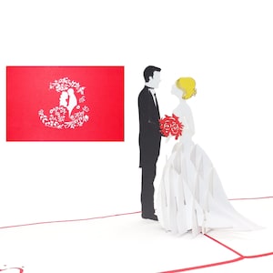 3D Pop Up Karte "Wedding Couple" Hochzeitskarte & Hochzeitseinladung - Einladungskarten Hochzeit, 3D Hochzeitskarten Safe the date Karte