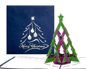 Pop Up Karte - Weihnachtskarte "Tannenbaum | Modern" Merry Christmas, Weihnachtskarten mit Umschlag, 3D Pop-Up Karte zu Weihnachten