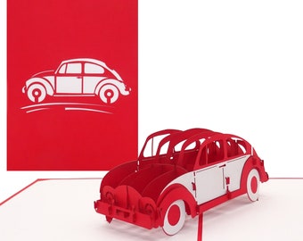 Tarjeta de felicitación para permiso de conducir - Tarjeta 3D "Coche - Automóvil" Tarjeta de cumpleaños - Embalaje de regalo de dinero - Modelo de coche como vale de regalo