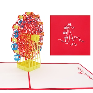 Carte Pop Up "Grande Roue" - Carte d'anniversaire 3D, invitation et bon d'achat à la foire