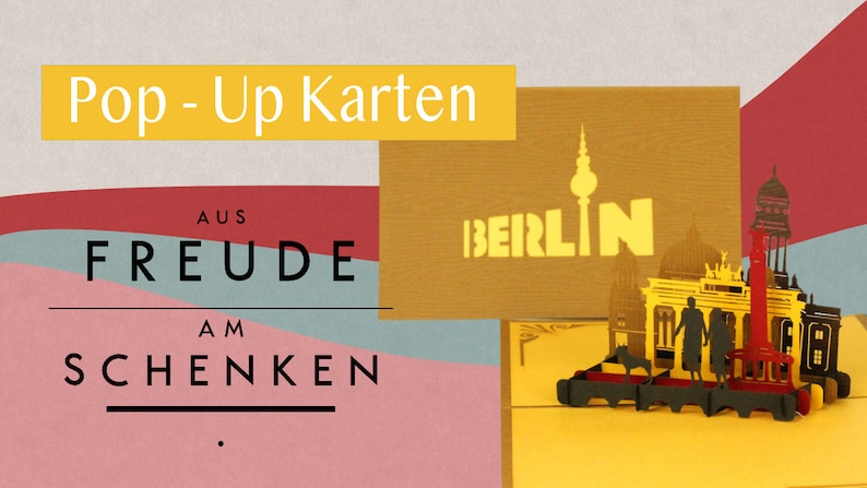 Pop-Up Karte Berlin Skyline mit Brandebnurger Tor 3D Grußkarte Berlin Souvenir, Einladung, Gutschein City Card Bild 6