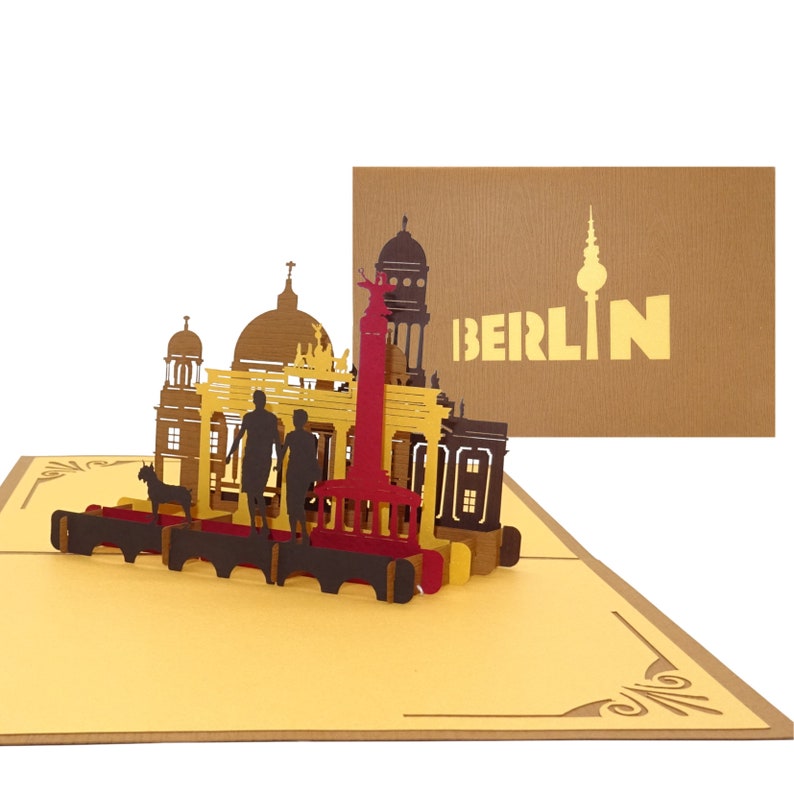Pop-Up Karte Berlin Skyline mit Brandebnurger Tor 3D Grußkarte Berlin Souvenir, Einladung, Gutschein City Card Bild 4