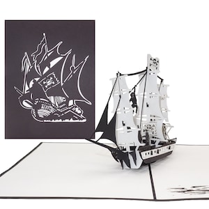 Cartão pop-up "pirata-navio pirata", cartão de aniversário 3d navio pirata, cartão de convite, cartão de parabéns, decoração de crianças de aniversário