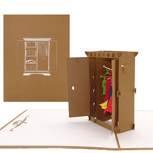 Biglietto pop-up "Guardaroba" - Buono acquisto divertente, buono acquisto, biglietto d'auguri 3D come buono acquisto di mobili