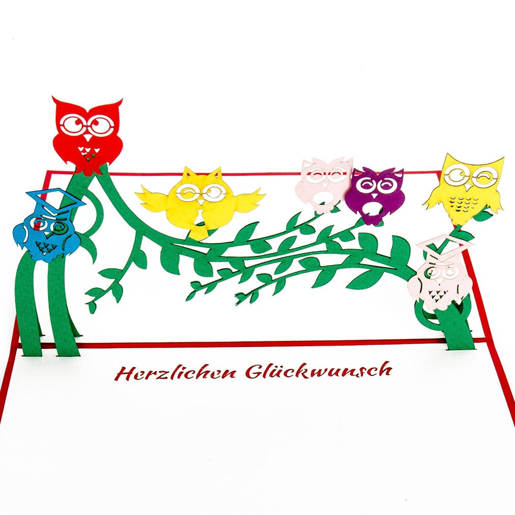 Carte Pop-up « Hiboux - Anniversaire » - Félicitations, Carte