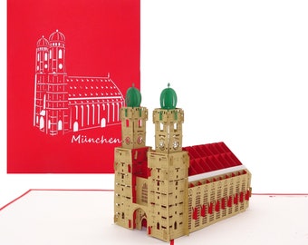 Carte pop-up "Munich - Munich Frauenkirche" - souvenir et bon de voyage Munich, souvenirs de Munich, carte Bavière, carte Oktoberfest de Munich