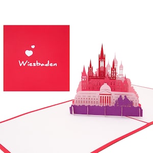 Carte pop-up "Wiesbaden - Panorama avec le Kurhaus de Hesse" - Carte de vœux 3D comme souvenir, cadeau, carte d'invitation pour un voyage en ville