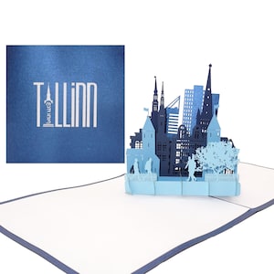 3D Map "Tallinn" - Pop Up Greeting Card with Envelope, 3D Birthday Card, Travel Voucher, Gift & Souvenir Estonia