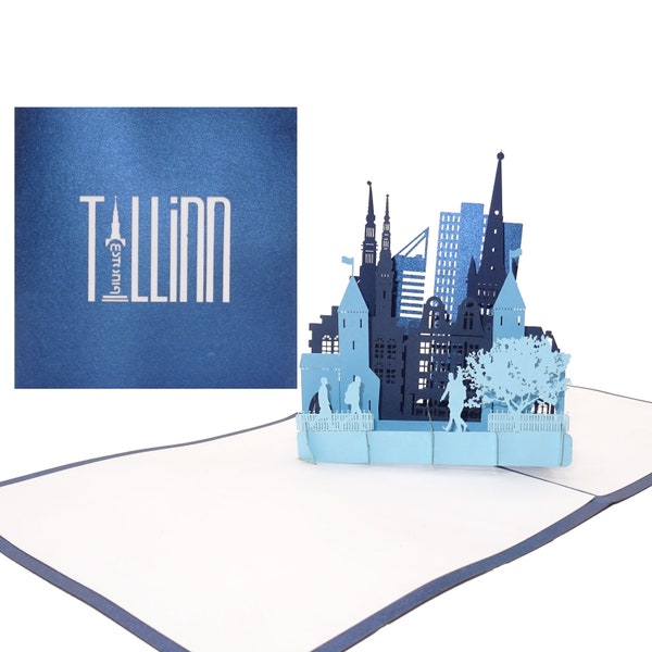 3D Karte "Tallinn" - Pop Up Grußkarte mit Umschlag, 3D Geburtstagskarte, Reisegutschein, Geschenk & Souvenir Estland