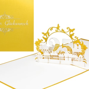 Biglietto pop-up "25" in elegante oro e bianco - per il 25° compleanno, anniversario di nozze d'argento, biglietto di compleanno 3D, biglietto di auguri per anniversario