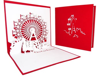 Pop-Up Card "Voucher Ferris Wheel" Red - Voucher, 3D Card, Invitation, Invitation Card, Greeting Card, Money Gift, Birthday Cards