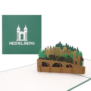 Tarjeta emergente "Heidelberg - Puente Viejo y Castillo de Heidelberg", tarjeta de felicitación 3D como recuerdo, tarjeta de cumpleaños, invitación a un viaje a la ciudad