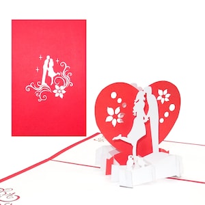 Pop Up Karte "The Kiss" - 3D Hochzeitskarte, Hochzeitseinladungen 3D, Verlobungskarte, Pop Up Valentinskarte