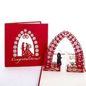 Carte de mariage 3D « Weddding Card - Congratulations », carte pop-up pour le mariage en anglais