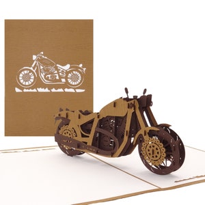 Carte pop-up "Moto - Vélo en bois" - Carte d'anniversaire 3D Biker Moto comme cadeau de permis de conduire, carte postale et décoration Route 66 image 5