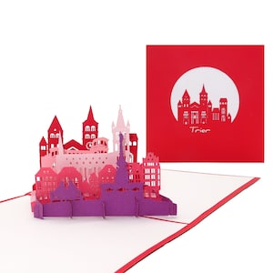 Pop Up Karte „Trier - Panorama mit Markt & Dom“ - 3D Grußkarte als Souvenir, Geburtstagskarte, Einladungskarte, Gutschein zum Städtetrip