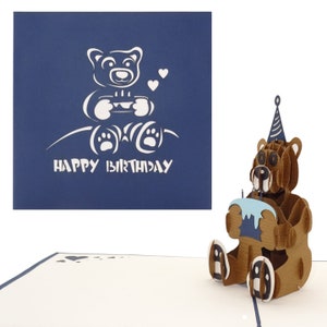Carte pop-up « Ours en peluche » pour un anniversaire, carte d'anniversaire, carte de félicitations, carte pliante 3D, carte de bon d'achat