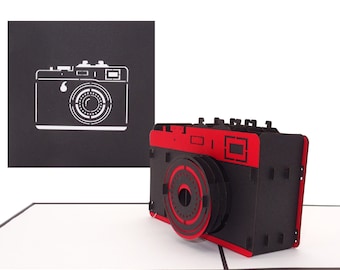 Pop Up Karte "Kamera" -  3D Geburtstagskarte mit Fotoapparat, Digitalkamera - Geschenk für Fotografen & Fotofreunde