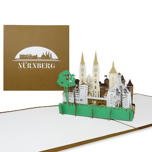 3D Pop Up Karte „Nürnberg“ als Souvenir, Gutschein, Einladungskarte, Geburtstagskarte, Einladung und Reisegutschein