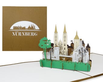 3D Pop Up Card “Nuremberg” as souvenir, voucher, invitation card, birthday card, invitation and travel voucher