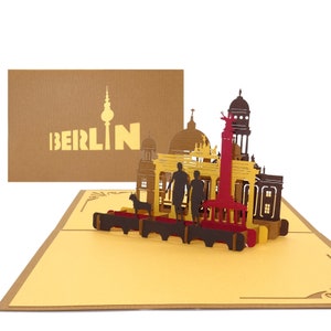 Cartão pop-up "Berlim - Skyline com portão de Brandebnurg" Cartão comemorativo 3D Berlim - lembrança, convite, voucher cartão da cidade