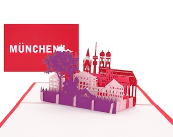 Carte de vœux «Munich - Panorama avec Frauenkirche» Carte pop-up 3D comme souvenir, carte d'anniversaire, invitation, bon de voyage City Trip Munich