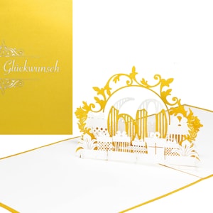Biglietto pop-up "60" in oro e bianco – per il 60° compleanno, anniversario di matrimonio come biglietto d'auguri 3D, biglietto di auguri, matrimonio con diamanti