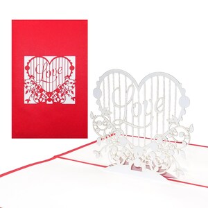 Pop Up Karte "Love Heart" - 3D Hochzeitskarte, Valentinskarte und Liebesgruß zum Jahrestag