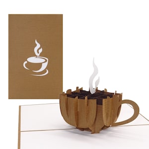 Biglietto pop-up "Coffee Cup" - invito al caffè e alla torta - biglietto d'auguri 3D, buono regalo e invito a bere un caffè