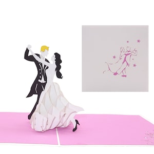 Pop Up Karte „Tanzpaar“- 3D Einladung & Gutschein Tanz, Tanzen, Tanzkurs, Abschlussball, zur Hochzeit als Hochzeitskarte, Hochzeiteinladung