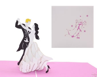 Pop Up Card “Dancing Couple” – 3D Invitation & Voucher Dance, dancing, dance course, prom, for a wedding as a wedding card, wedding invitation