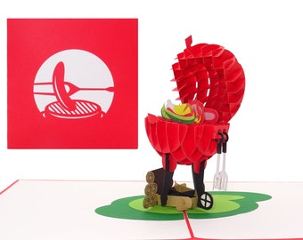 Tarjeta desplegable “BBQ Grill – Grillmeister” Tarjeta de cumpleaños 3D e invitación a una barbacoa - vale para hombres, Día del Padre, fiesta de barbacoa, velada de barbacoa