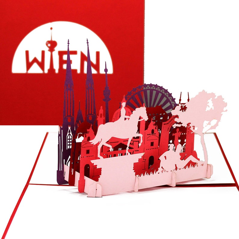 3d Pop Up Map Vienna Panorama With Giant Ferris Etsy