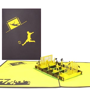 Carte pop-up « Fan de football - Noir et jaune » - Carte d'anniversaire 3D Football - Articles pour supporters Dortmund, Aix-la-Chapelle - Bon d'achat pour un billet de stade