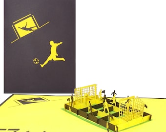 Pop Up Card "Football Fan - Black & Yellow" - 3D Birthday Card Football - Fan Items Dortmund, Aachen - Stadium Ticket Voucher