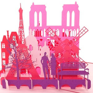 Pop Up Karte Paris Je t'aime 3D Grußkarte Paris & Eiffelturm Souvenir, Reisegutschein und Gutschein Städtetrip Hochzeitsreise Bild 2
