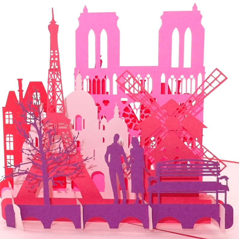 Pop Up Karte Paris Je t'aime 3D Grußkarte Paris & Eiffelturm Souvenir, Reisegutschein und Gutschein Städtetrip Hochzeitsreise Bild 2