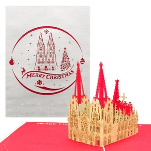 Biglietto pop-up "Cattedrale di Colonia - Buon Natale" - Biglietto di Natale 3D con busta