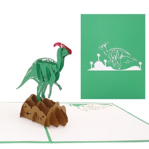 Carte pop-up « Dinosaure - Parasaurolophus » Carte d'anniversaire et carte d'invitation 3D Décoration d'anniversaire dinosaure Invitation d'anniversaire pour enfant garçon