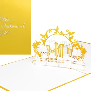 Biglietto pop-up "90" in elegante oro e bianco – per il 90° compleanno, anniversario, biglietto di compleanno 3D, biglietto di auguri – come piccolo regalo