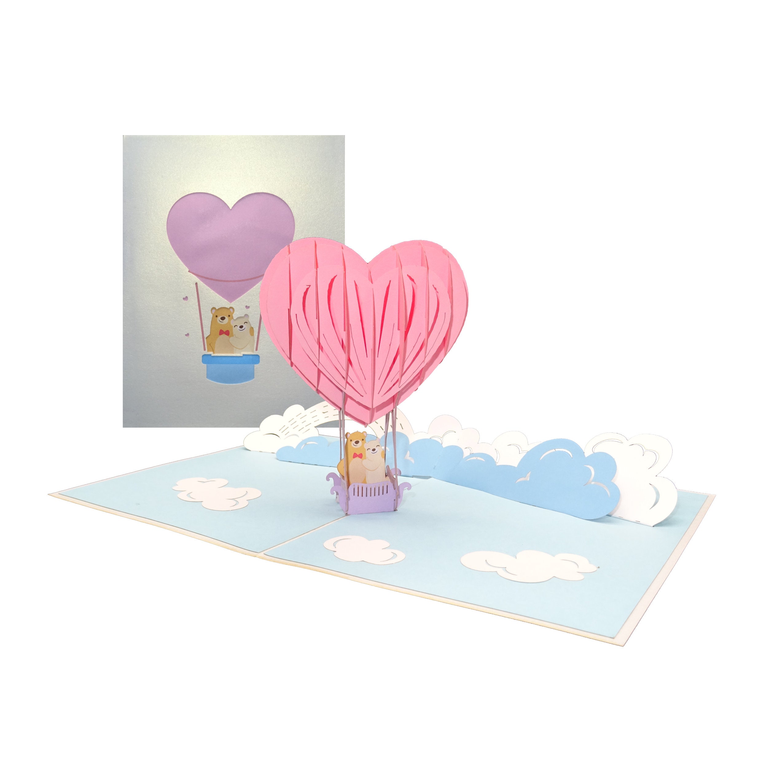 Biglietto Pop-up Matrimonio Love Makes You Fly | Cartolina 3D Con Busta Per Invitati E Viaggio Di Nozze