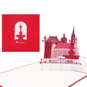 Carte 3D « Aix-la-Chapelle – Skyline avec la cathédrale d'Aix-la-Chapelle », carte de vœux pop-up comme souvenir, carte d'anniversaire, bon d'achat, carte postale avec enveloppe