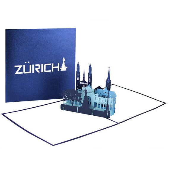 Pop up Card zurich 3D Greeting Card Travel Etsy