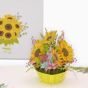 Biglietto pop-up "Girasoli" Biglietto di compleanno 3D Girasole - Biglietto d'auguri, biglietto d'invito e buono regalo