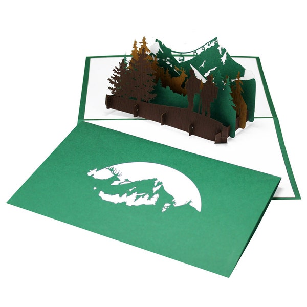 Carte de voeux "Randonnée" - Carte pop up 3D randonnée et alpinisme, bon de voyage, carte cadeau 3D, carte anniversaire