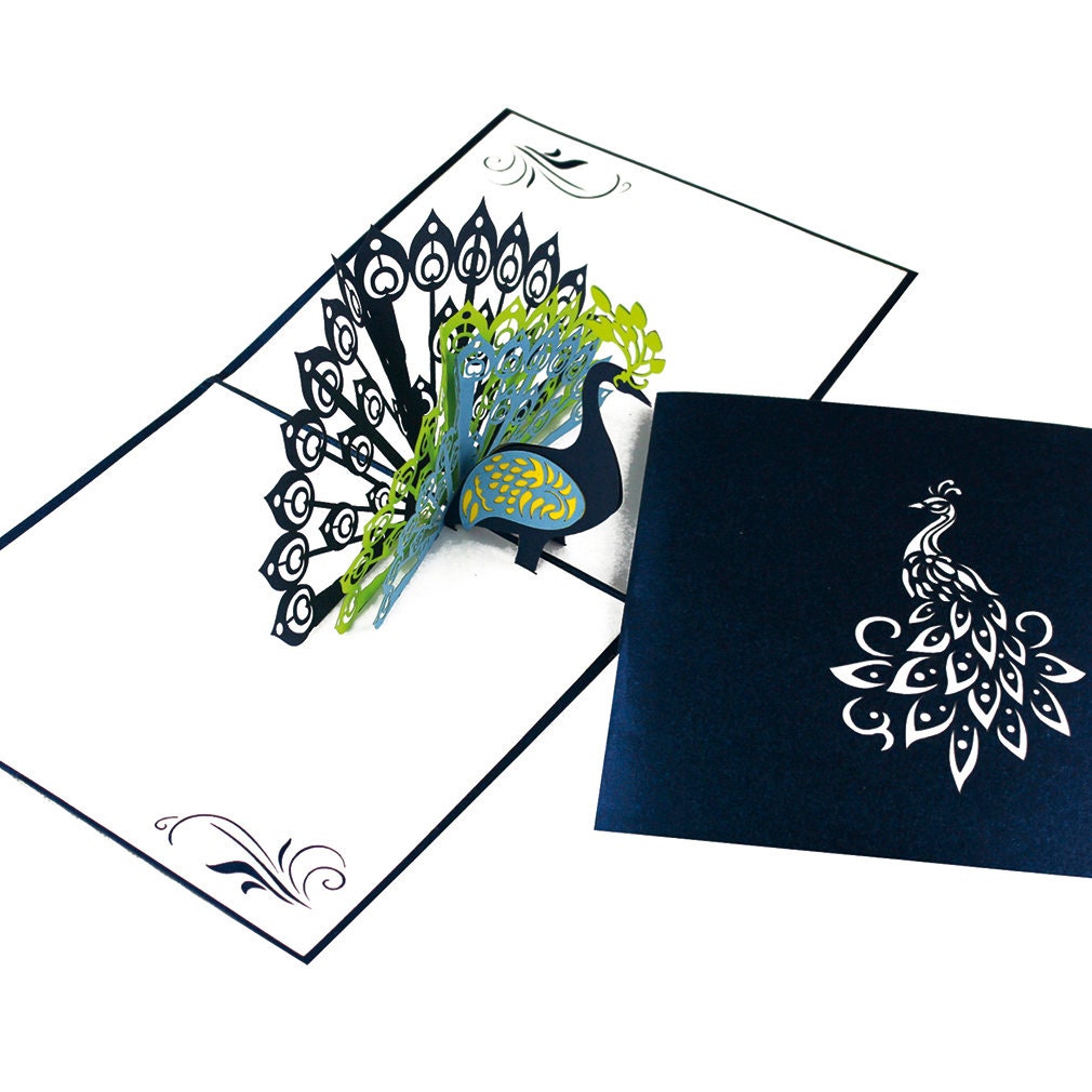 Pop-Up Card Peacock | Etsy