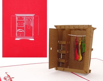 Pop-Up Card "Wardrobe" - Funny shopping voucher, shopping voucher, 3D birthday card as a furniture shopping voucher facility
